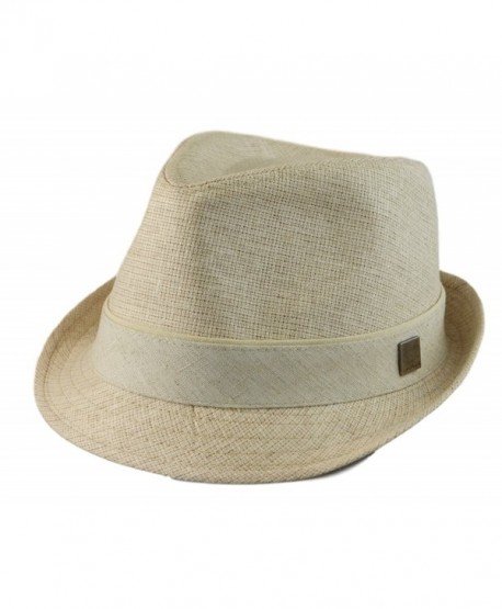 Hatter Big size Mens Classic Fedora Short Brim Trilby Hat XL(60cm)- XXL(62cm) - Natural - CD11VS3VAOJ