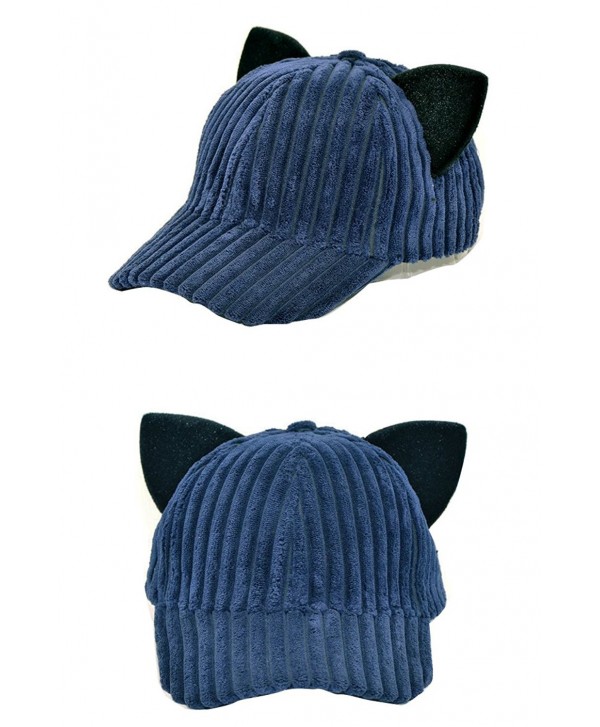 SJX Men Women Large Big Ear Mouse Cat Character Baseball Hat adjustment Cap Woll Hat - Cat Cap Navy - CH18C9QEY9N