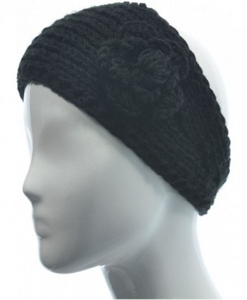 Hand By Hand Aprileo Women's Knitted Headband Headwrap Floral Crochet Solid - Black. - CI12GUFW9OP