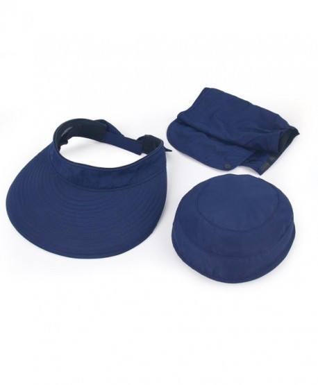 Casual UV Protection Cap Sun Visor Lightweight 2 in1 Women Wide Brim Golf Hat - 3 in 1 (Navy) - CV17YA9KI3U