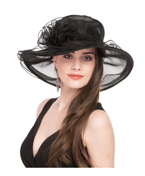 SAFERIN Women's Organza Church Kentucky Derby Fascinator Bridal Cap British Tea Party Wedding Hat - Black - CJ11VA6DBDH