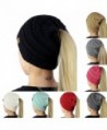 Milkhouse Womens Ponytail Cap- Warm Beanie Tail Knitted Hat - Black - CS189COMQL9