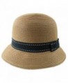 eYourlife2012 Gril's Summer Cloche Straw Foldable Round Top Beach Bucket Sun Hat - Light Coffee - CE11LT18FTJ