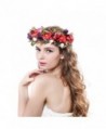 Ever Fairy Women Handmade Rose Flower Wreath Crown Wedding Festivals Garland Crown - Red - C112GKF3NAX