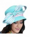 June's Young Elegant Woman's Church Hat Church Suits Matching Couture Hats Bow - Light pink with blue - CZ11I2Q5CA3