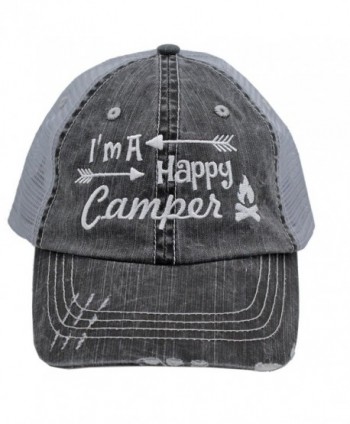 White I'm am A Happy Camper Women Embroidered Trucker Style Cap Hat Rocks any Outfit - CI18348YIUN