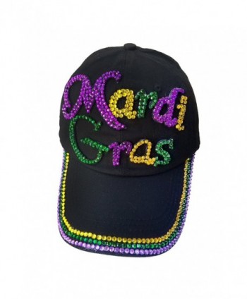 Denim Rhinestone Bling Sports Mom Baseball Cap Hat - Mardi Gras Hat - CP12O6NVW0L