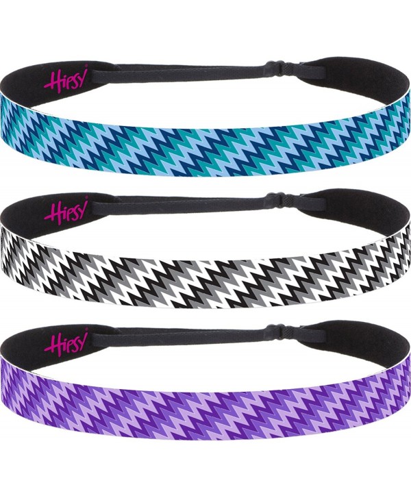 Hipsy Women's Adjustable NO SLIP Zigzag Wide Headband - Dark Purple Black & Teal - CH125PE9GKR