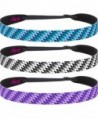 Hipsy Women's Adjustable NO SLIP Zigzag Wide Headband - Dark Purple Black & Teal - CH125PE9GKR