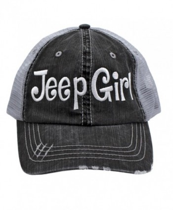 Jeep Girl Embroidered Trucker Style Cap Hat Grey Grey White - CM12NV2WQF6