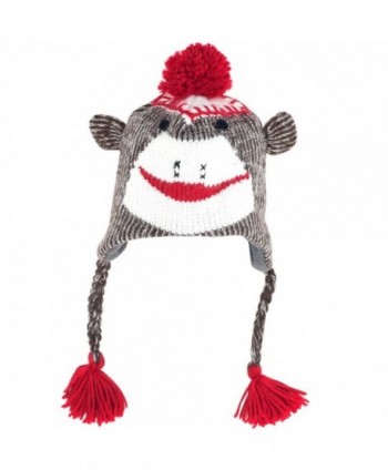 TG Adult Size Sock Monkey Knit Hat with Poly-Fleece Lining - CO115H64H9J
