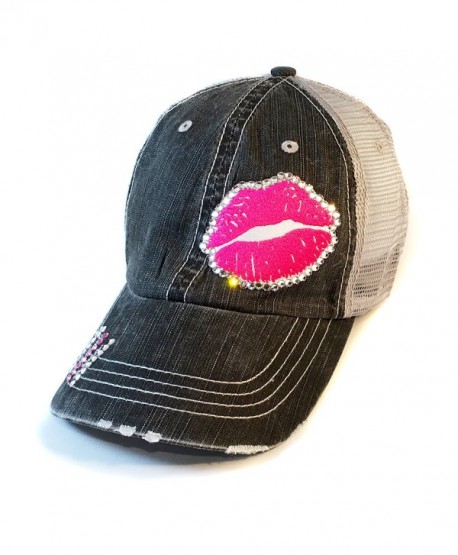 Gloss Boss Baseball Hat - Pink Lips - Swarovski Crystal - fitted Cap by Elivata - CN182XEDX9M