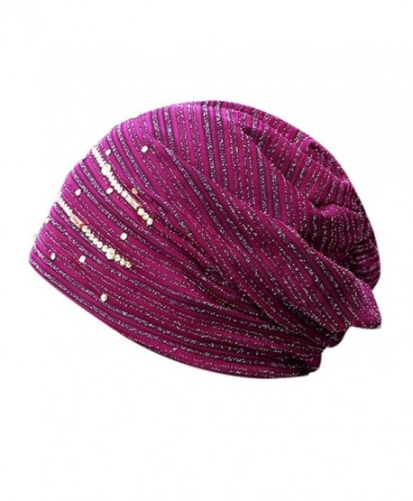 Showking Women Hijab Lace Ninja Underscarf Head Islamic Cover Bonnet Beanie Hat - Purple - CG188KG46KE