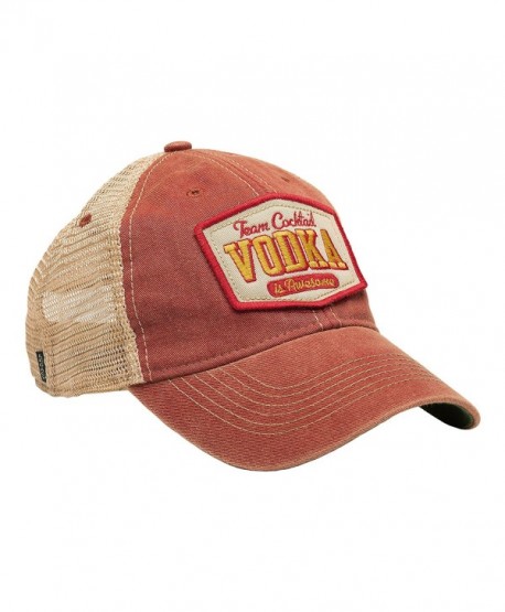 TEAM COCKTAIL Vodka Is Awesome Mesh Trucker Hat - Cardinal Hat (Red w/ Gold) - C711MW1TVLB