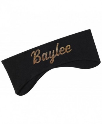 Polar Fleece Ear Warmer Headbands with Custom GLITTER Text for Cold Weather PERSONALIZED - Black - C612O4ABBUQ