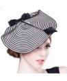 Hibelief Women Sun Hats Arrow Striped Derby Fascinator Hats Wedding Caps - CA12HO1Y6CR