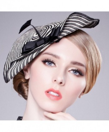 Hibelief Women Striped Fascinator Wedding in Women's Sun Hats