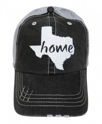 White Glitter Texas Home Distressed Look Grey Trucker Cap Hat Western - C112NUHVK67