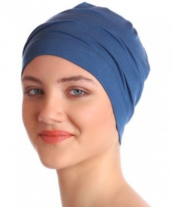 Unisex Cotton Sleep Caps for Cancer- Hair Loss | Sleep Cap for Chemo - Caroline Blue - CI11K2L2D09