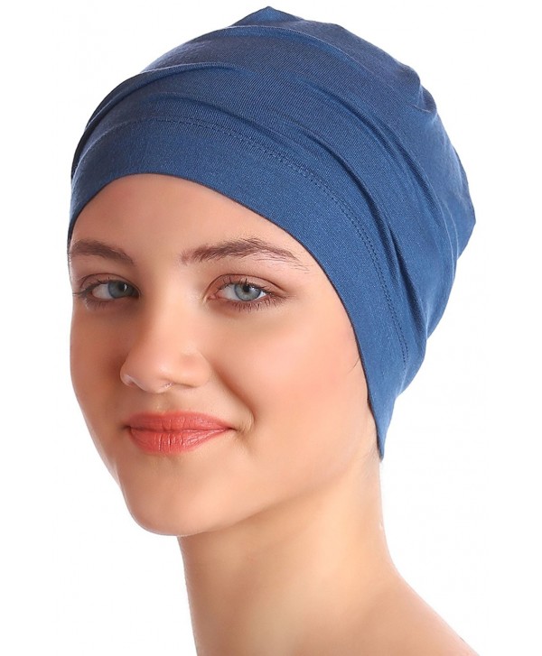 Unisex Cotton Sleep Caps for Cancer- Hair Loss | Sleep Cap for Chemo - Caroline Blue - CI11K2L2D09