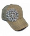 Olive & Pique Women's Big Rhinestone Flower Ball Cap With Net Back - Natural - CI12CC2EHE5