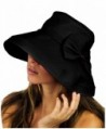 NYFASHION101 Women's Summer Packable Bow Accent Foldable Brim Beach Sun Hat - Black - CF12CU9TJ25