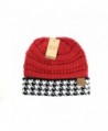 Crane Clothing Co. Women's Houndstooth CC Beanie - Crimson - CI1859OWW4Q