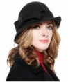 Bellady Women Solid Color Winter Hat 100% Wool Cloche Bucket With Bow Accent - Black - CG12NSJLIL5