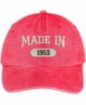 Trendy Apparel Shop 65th Birthday - Made In 1953 Embroidered Low Profile Washed Cotton Baseball Cap - Red - CA12O5QPZTW