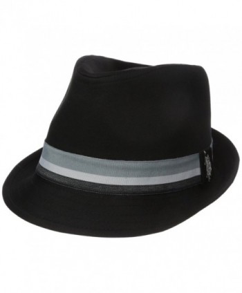 U.S. Polo Assn. Men's Grosgrain Fedora Hat- Stripe Band - Black - CQ182LM9E0Z