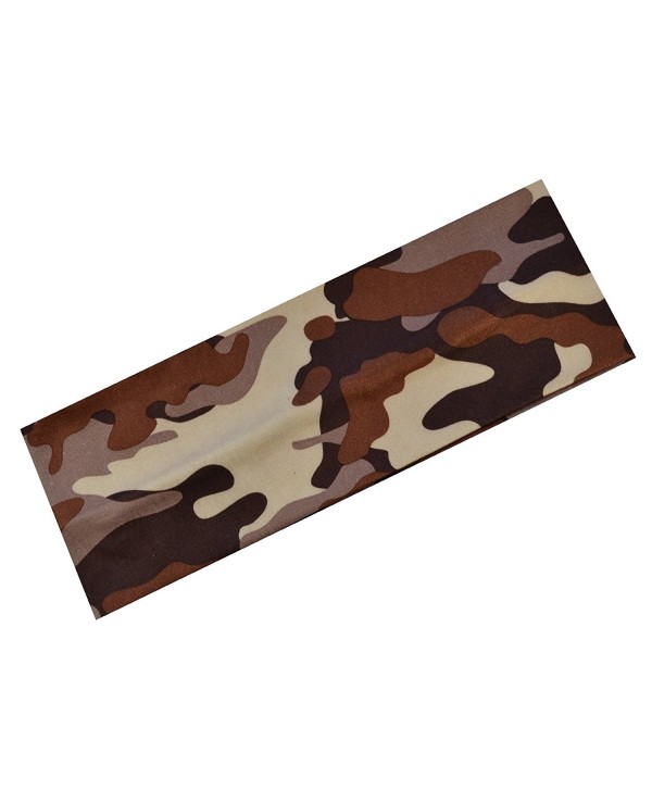 1 Dozen Camouflage Cotton Soft and Stretchy Headbands - Brown - CF11NHQJZ39