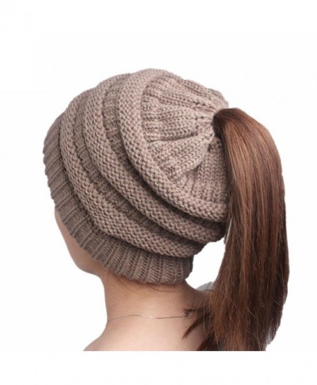 Connia Women Knitting Cancer (TM) Ladies Beanie Turban Head Wrap Cap Pile Cap - Khaki - CV188RNR82A