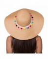 The Chic Soul Pom Pom Multi-Color Floppy Sun Straw Beach Hat - Beige - CI182KAA7T7