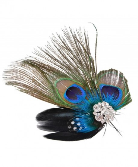 Fascigirl Fascinator Peacock Feather Headdress Wedding Hair Clip Headwear for Women - C9126PFTRK9