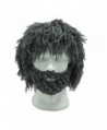 Men's Barbarian Knitted Beard Hats Warm Winter Caps Funny Party Mask Grey - C312O55OIBC