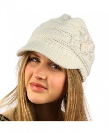 Winter Floral Chunky Stretchy Hat