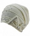 Luxury Divas Jersey Knit Slouchy Beanie Hat With Rhinestone Bow - White - CB11P33LLVX