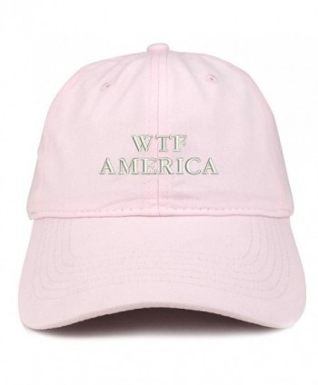 Trendy Apparel Shop WTF America Embroidered 100% Quality Brushed Cotton Baseball Cap - Light Pink - C9185HOL5D4