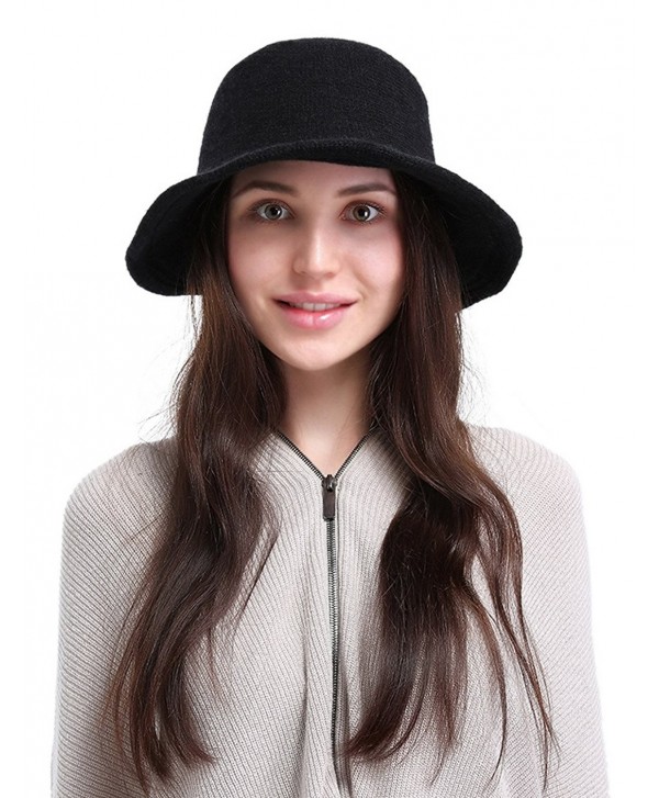 Women's Vintage Style Autumn Winter Bucket Hat With Bowknot - Black ...