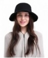 La Vogue Women's Vintage Style Autumn Winter Bucket Hat With Bowknot - Black - CT12N1BB3KV