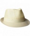 Henschel Men's Linen Blend Fedora With Leather Side Tab - Natural - CS12H9AKXMJ