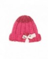 Ribbon Bow Chunky Crafty Winter Hat (One Size- Lipstick Combo) - CB11GCPUF8B