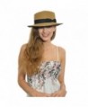 Fanny Straw Flat Sun Hat with Bow F239 - Brown - C711WHG8LPN