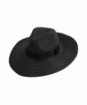 Luxury Divas Woven Straw Wide Brim Panama Style Sun Hat - Black - C612FFTJNIR