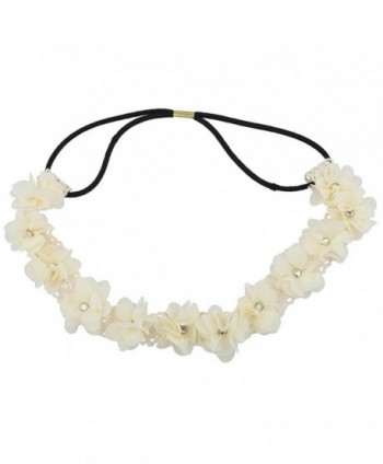 Lux Accessories White Floral Flower Crystal Lace Stretch Headband - CA1290XYWCB