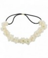 Lux Accessories White Floral Flower Crystal Lace Stretch Headband - CA1290XYWCB