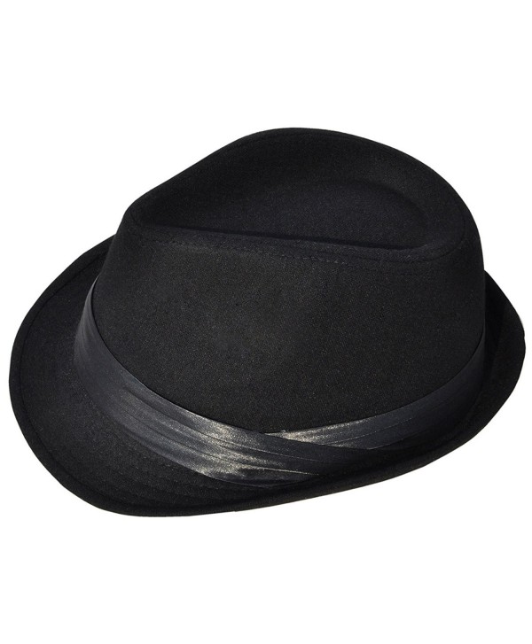 Livingston Men/Women's Pin Striped Short Brim Gangster Fedora Hat - Black2 - CJ1872KWXQ7