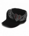 Spirit Caps Women's Baseball Clear Stone Heart Adjustable Cadet Cap - Black - CI11LK53PUN