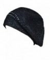 Women Black Rhinestone Rabbit Fur Knit Beret - CM11OEA58T1