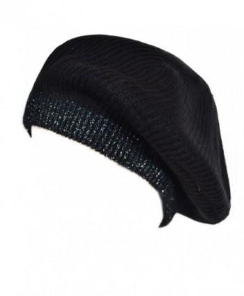 Women Black Rhinestone Rabbit Beret in Women's Berets